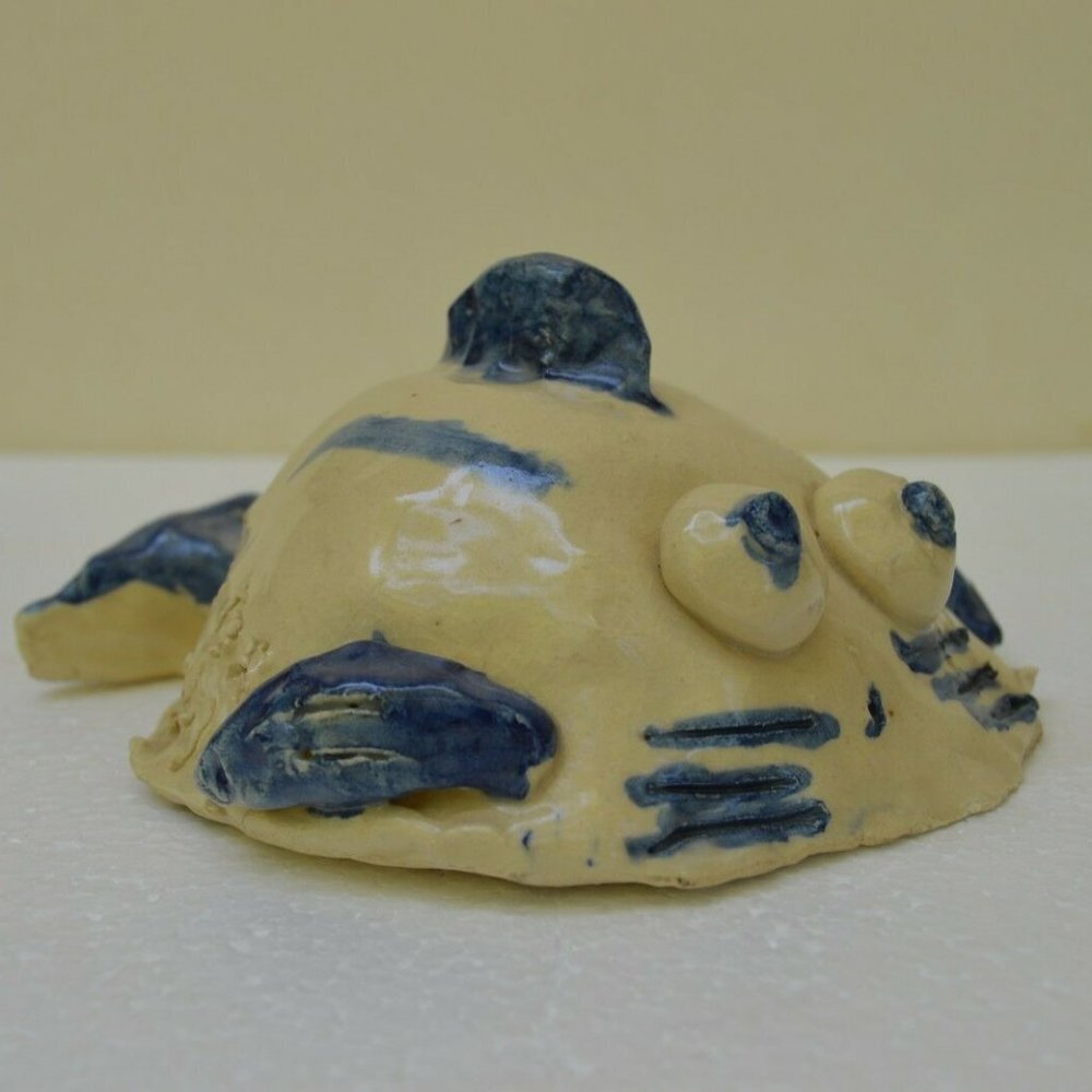 Vintage ? Japanese Handmade Fired Clay Lucky Koi